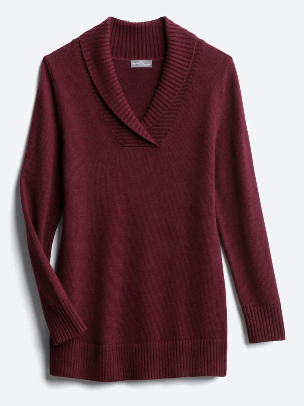 Market & Spruce Burgundy Vaolla Shawl Collar Cotton Pullover Sweater Stitch Fix